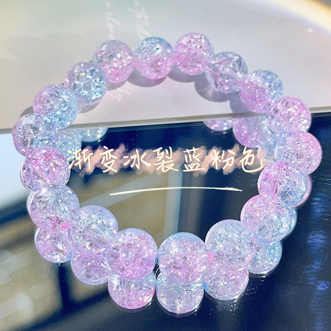 Peads de grietas de hielo de gradiente al por mayor pulsera de vidrio